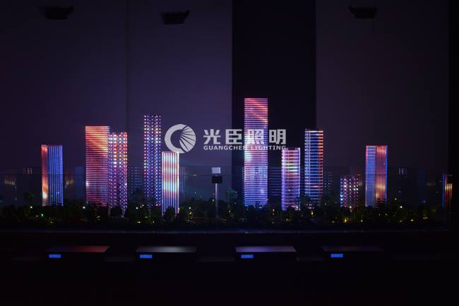 光臣智科亮化體驗館添加新元素，樓體聯(lián)動燈光秀沙盤展示