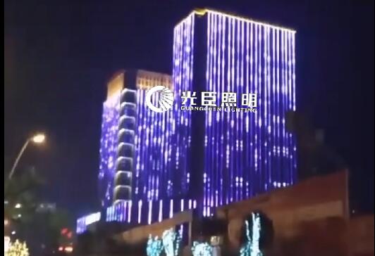 光臣照明LED全彩線條燈雙子樓全動畫屏效果亮化